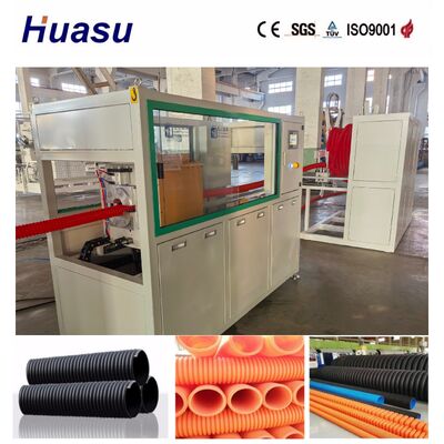 Single Screw Extruder Cable Protection Pipe Extrusion Line with PLC Control and Air and Water Cooling for PE PVC MPP PA HDPE Pipes