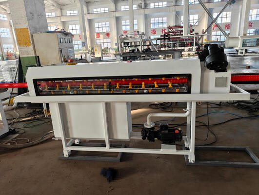 Double Wall Corrugated Pipe Extrusion Line with Pressure Water Cooling Continuously Featuring Siemens Brand Electrical Parts and 100kg/h - 2000kg/h Production Capacity