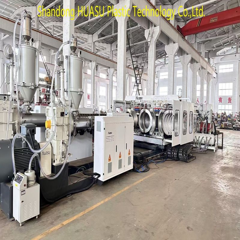 PLC 제어 이중벽 골판지 파이프 생산 라인 (100-1000kW 전력 및 수냉 시스템)