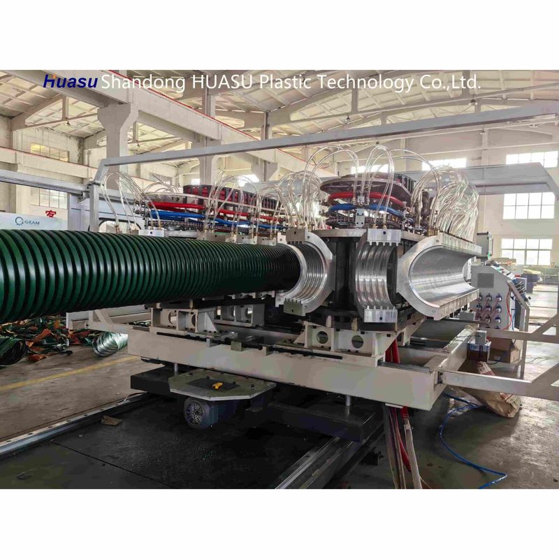 32-1600mm 파이프 범위, 500-2000Kg/H 출력 및 Siemens PLC 시스템을 갖춘 이중벽 골판지 파이프 압출 라인