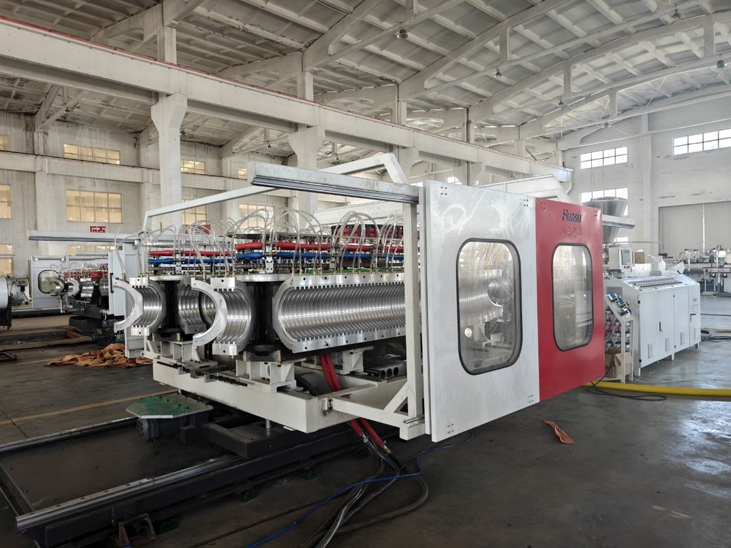 플라스틱 PE PP PVC 파이프 진압 라인 코니컬 트윈 스크루 진압기와 재활용 물 온도 조절