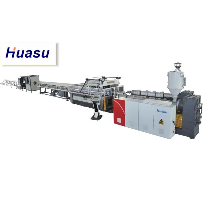 이중 벽 류류 파이프 추출 라인 32-1600mm 절단 지름 범위와 시멘스 PLC 기술을 특징으로 하는 물 냉각 과정