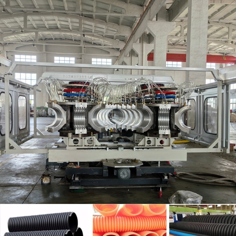 듀얼 월 코러브 파이프 머신 300mm-1600mm 파이프 지름 시멘스 PLC 시스템 및 PVC / PE를위한 온라인 벨링