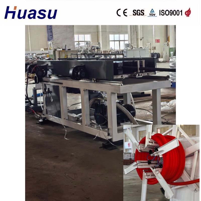 단일 스크류 압출기 및 PLC 원격 제어를 갖춘 공기 냉각 및 수냉식 케이블 보호 파이프 압출 라인