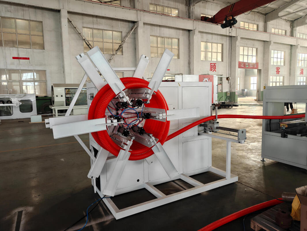 20CrMnTi 기어 소재 및 Siemens 브랜드 전기 부품을 사용하고 HV>740 배럴 스크루가 특징인 이중벽 골판관 압출 라인