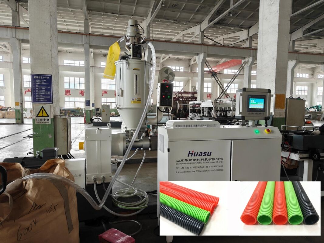 PLC 원격 제어 및 고품질 강철 수관이 특징인 단벽 골판지 파이프 압출 라인 (Siemens/Schneider 메인 전기 부품)