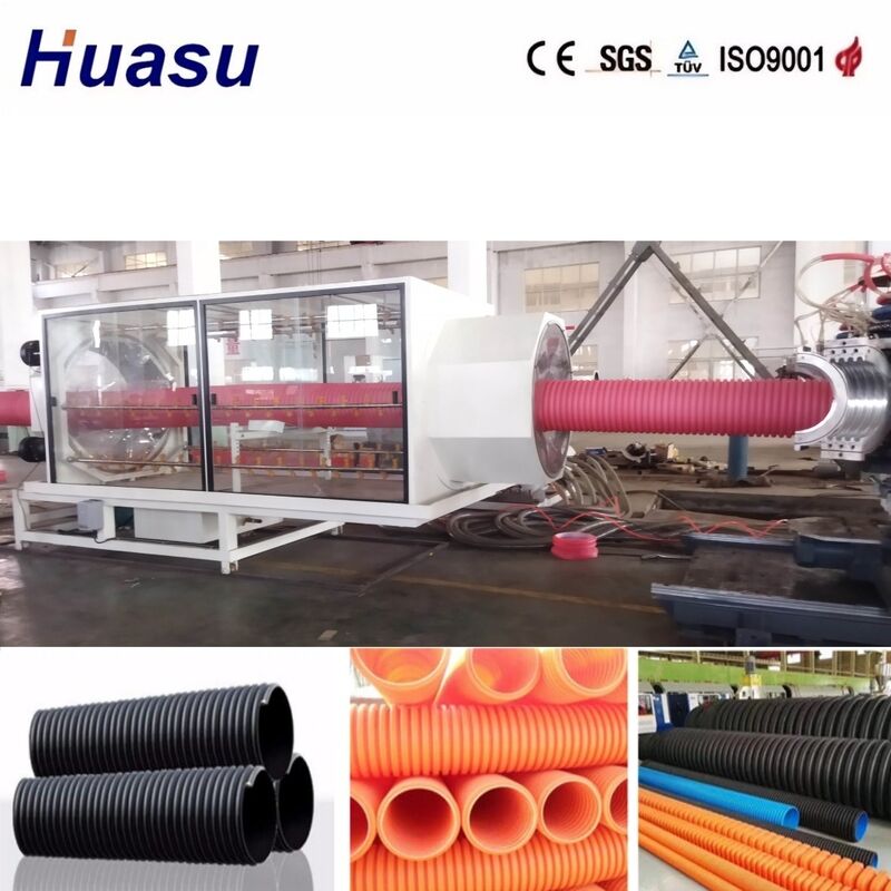 Double Wall Corrugated Pipe Extrusion Line with 100-1000 Kg/h Production Capacity for 32mm-1600mm Inner Diameter Pipes and Siemens PLC Control