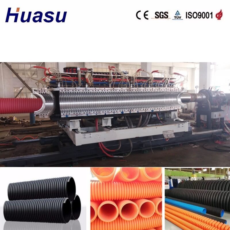 알루미늄 합금 금형 PLC 제어 및 32mm-1600mm 파이프 직경 이중벽 골판 파이프 압출 라인