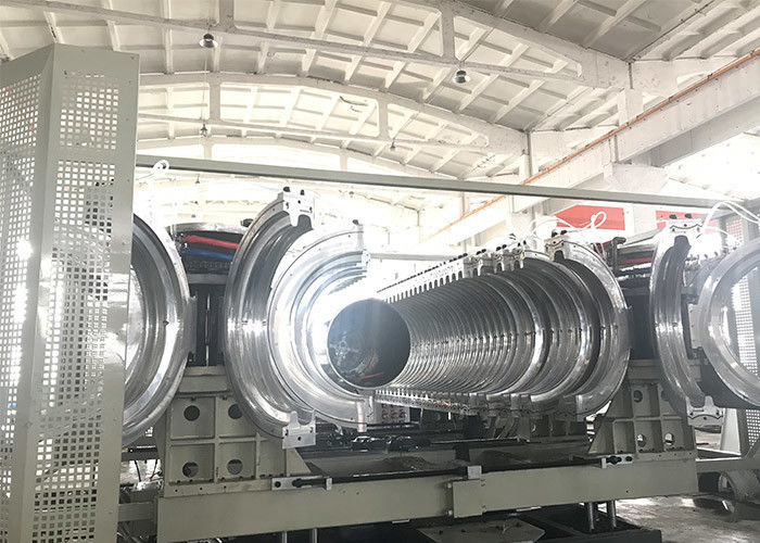 플라스틱/PE/PP/PVC 두 배 벽 물결 모양 관 밀어남 선 생산 기계