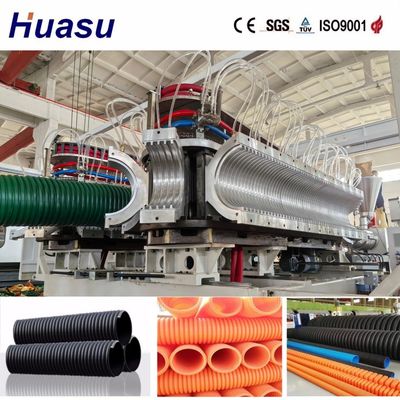 Double Wall Corrugated Pipe Extrusion Line with Online Belling Siemens PLC System and High-Efficiency Cooling System for PVC/PE Drainage Systems