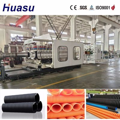 PLC Controlled Double Wall Corrugated Pipe Extrusion Machine Line For PVC PE